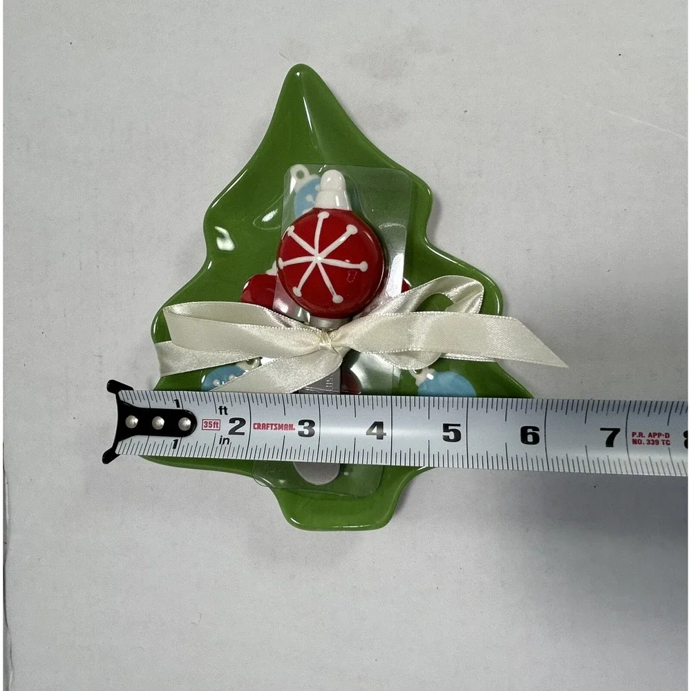 Hallmark‎ Christmas Tree snack plate with knife 7